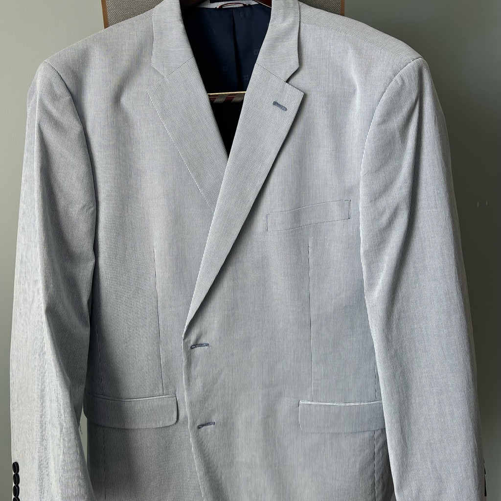 Tommy Hilfiger 48r Blue And White Stripe Sport Coat